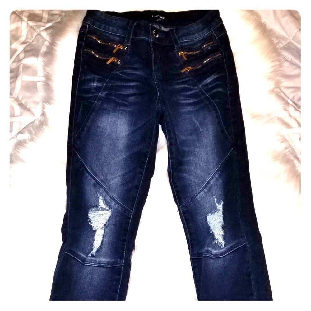 Bebe distressed cropped jeans